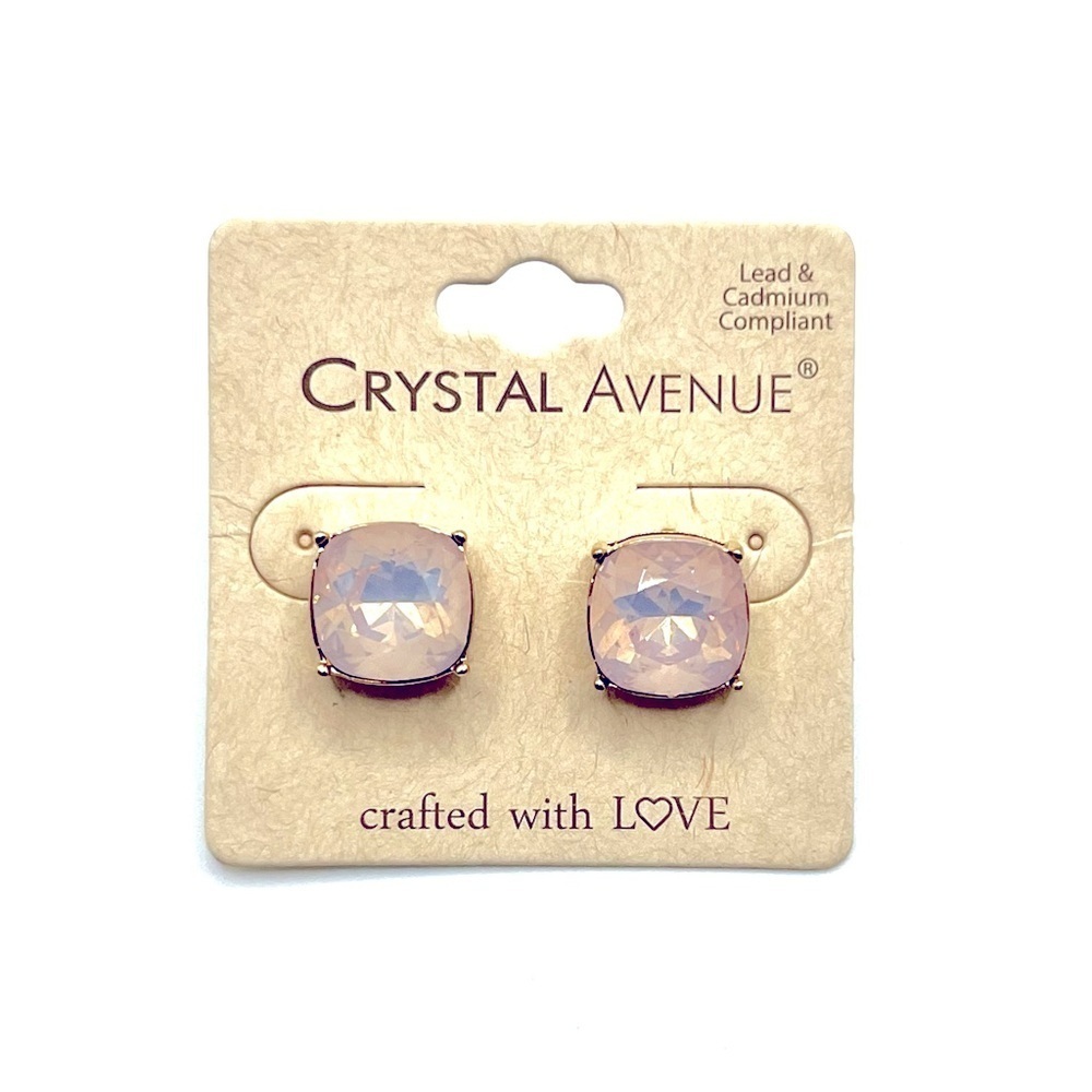 Crystal Avenue Light Pink Opalescent Stud Earrings